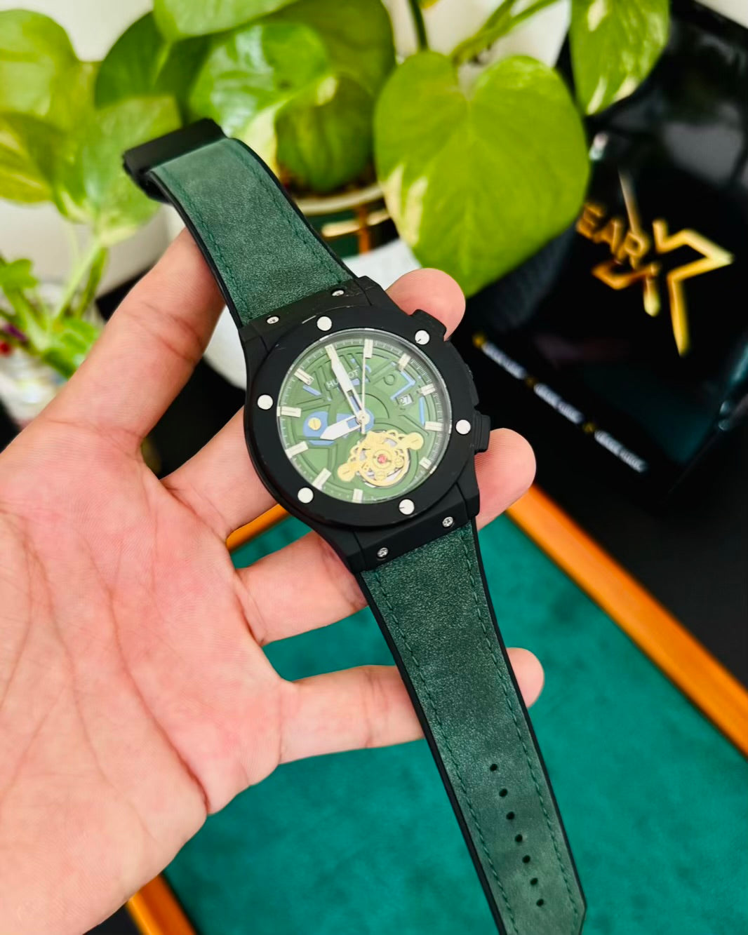 HB Sami Automatic | Green Straps with Black Dail