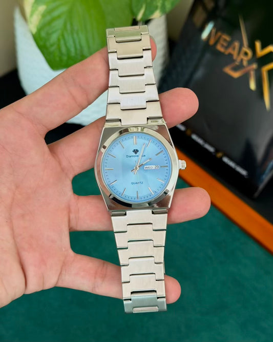 Diamond Silver with Tifny | Day & Date | Waterproof Watch