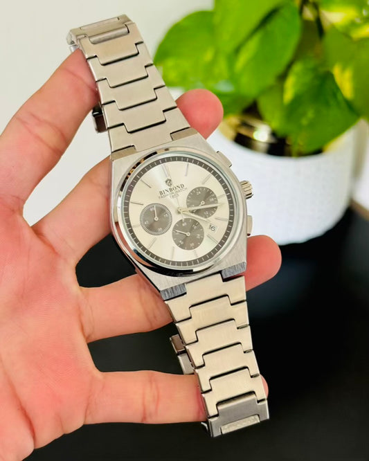 Silver With White Dail Chronograph-Waterproof Watch TS-06