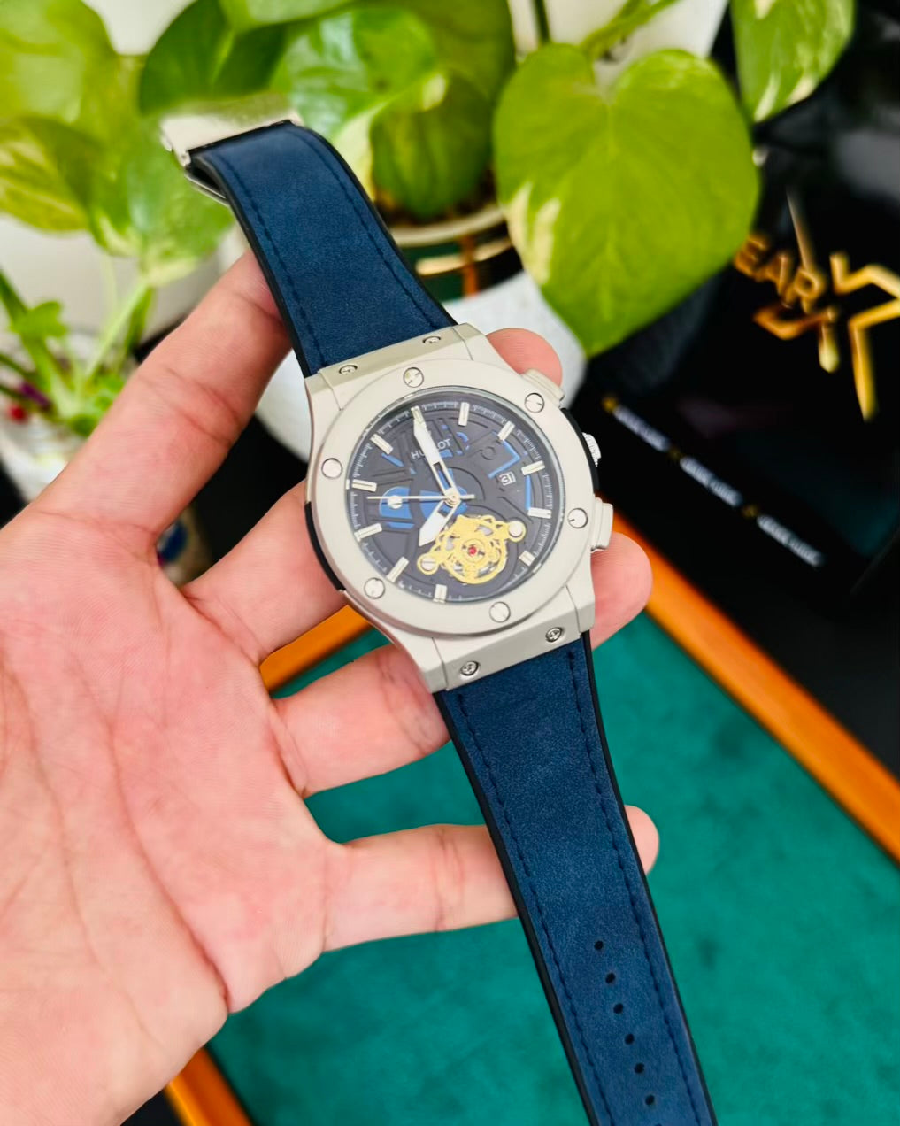 HB Sami Automatic | Blue Straps with Silver Dail