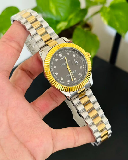 RLX Date Working Black Dail Watch with Taj Lock Rl-06