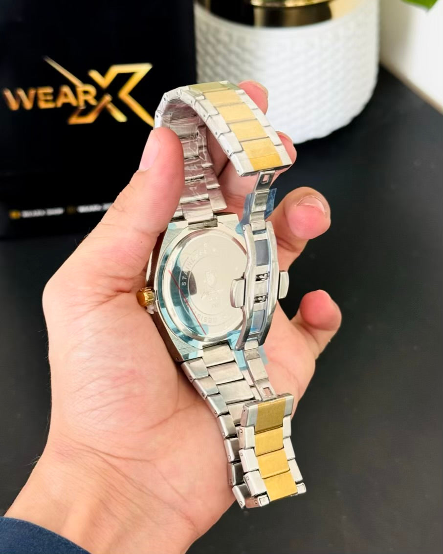 Two tone with White Dail Day and Date Watch PD-01