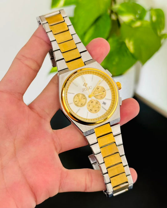 Two Tone White Dail Chronograph-Waterproof Watch TS-01