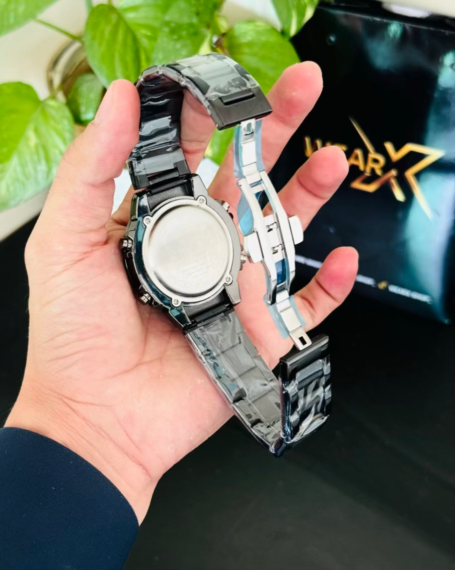 Digital & Analog Full Black Waterproof Watch SK-04