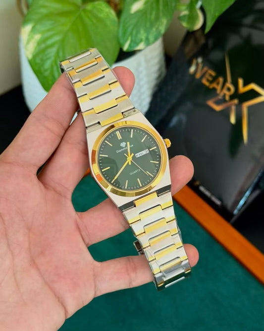 Diamond Two Tone with Green | Day & Date | Waterproof Watch