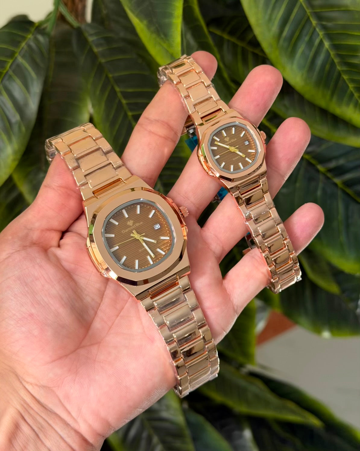 Diamond Rose Gold Couple Watch