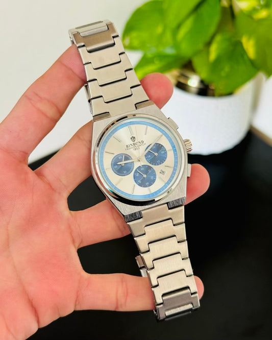 Silver With White Dail Chronograph-Waterproof Watch TS-05