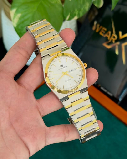 Diamond Two Tone with white | Day & Date | Waterproof Watch