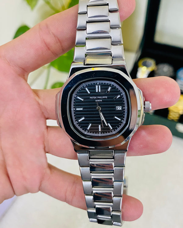 PP Date working white Chain Wrist Watch With Black Dial P-01