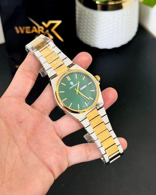 Two tone with White Dail Day and Date Watch PD-02