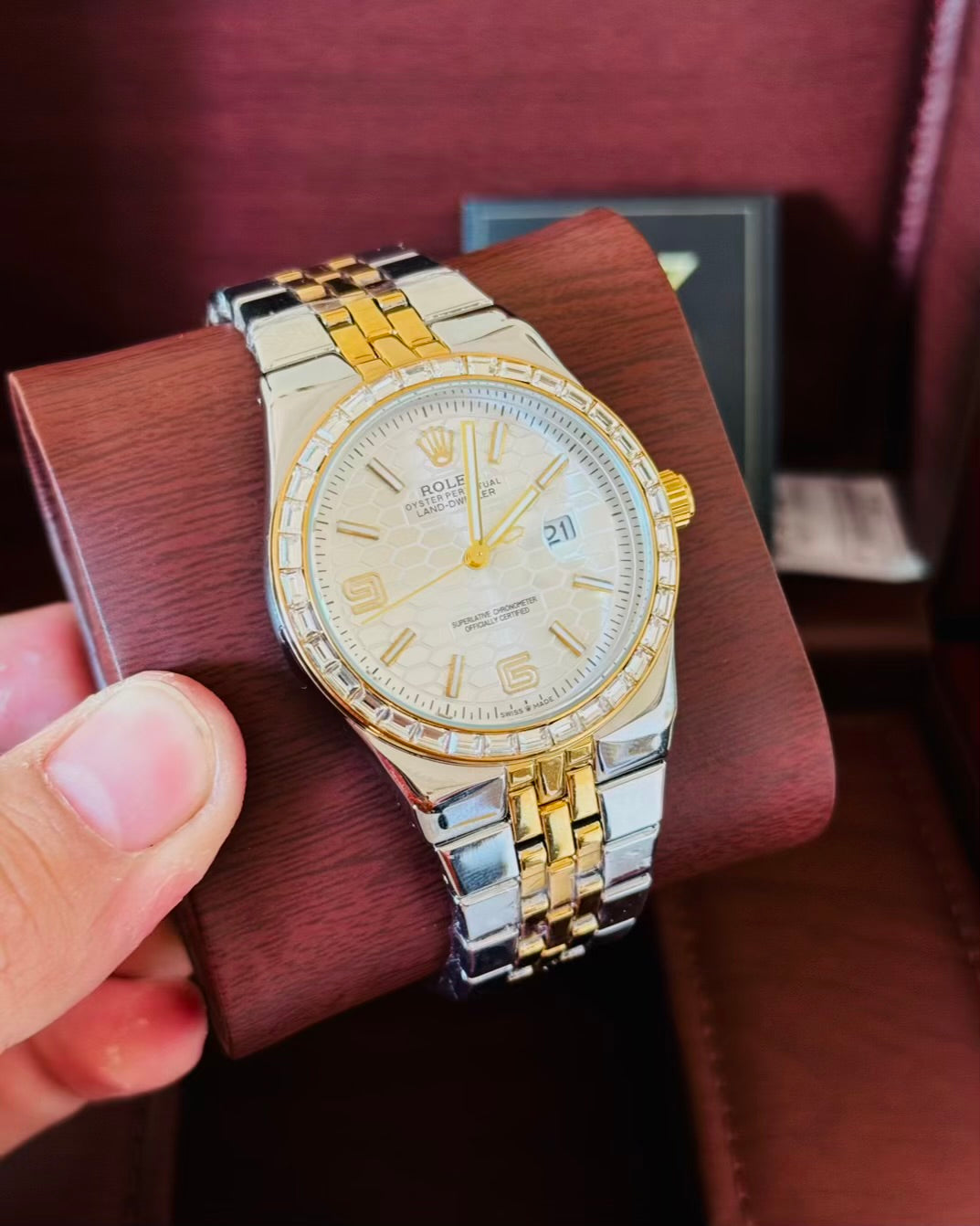 RLX Datejust Stainless Steel- Stone Dail Watch Rl-21