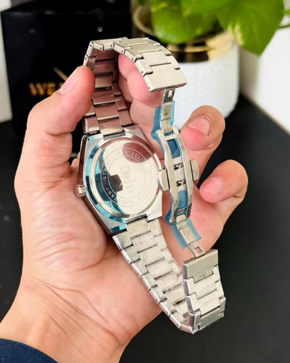 Silver Chain with Blue Dail Day and Date Watch PD-04