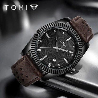 Tomi Brown Strap Black Dail Watch TM-03