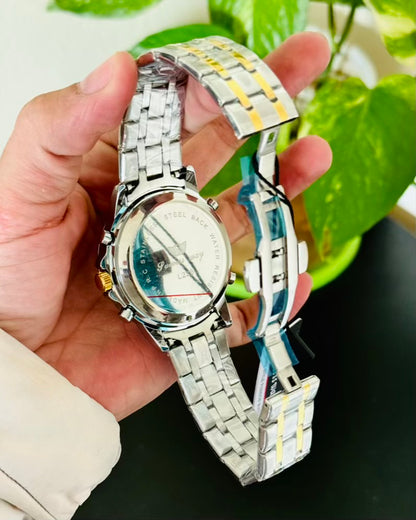 Full Silver Digital And Analog Waterproof Watch SW-03