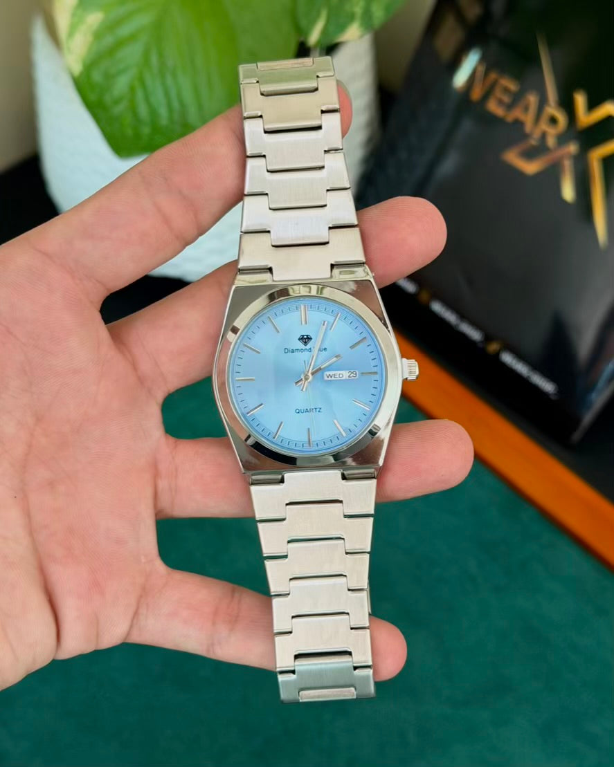 Diamond Silver with Tifny | Day & Date | Waterproof Watch