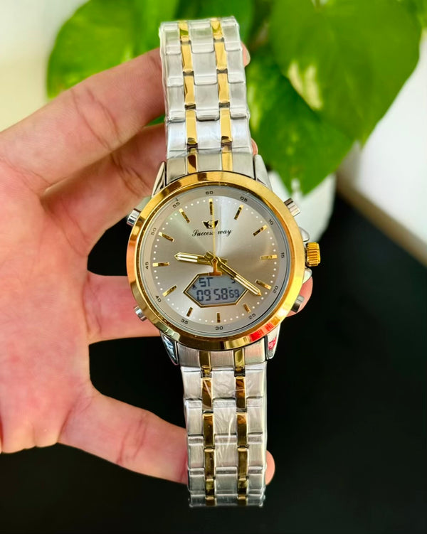 Two Tone Digital And Analog Waterproof Watch SW-06