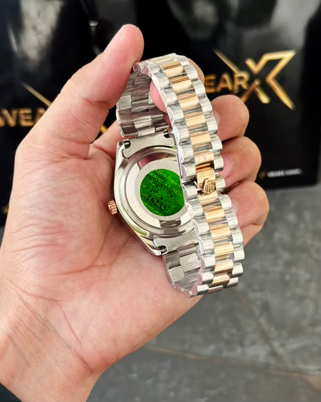 RLX Rose Gold Dail | Day & Date Working with Taj Lock Rl-17