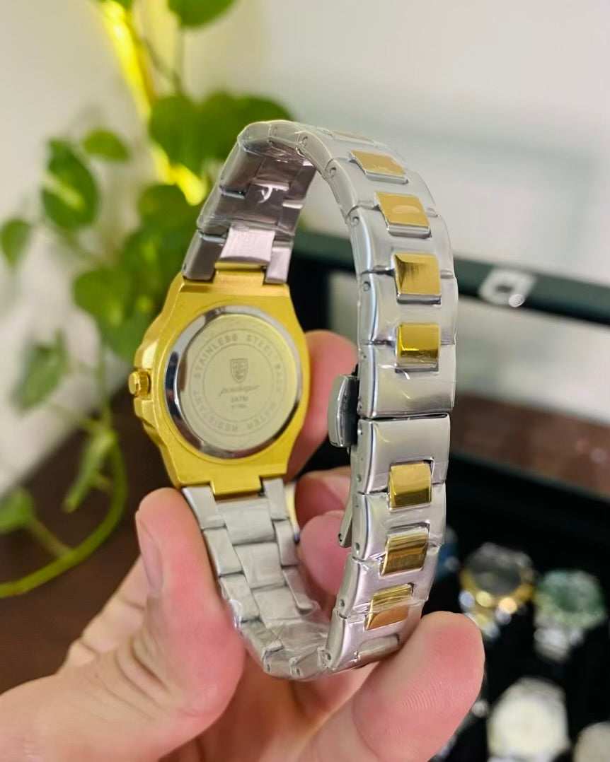 Blue Dail Tone Tone Strap Date Working Watch