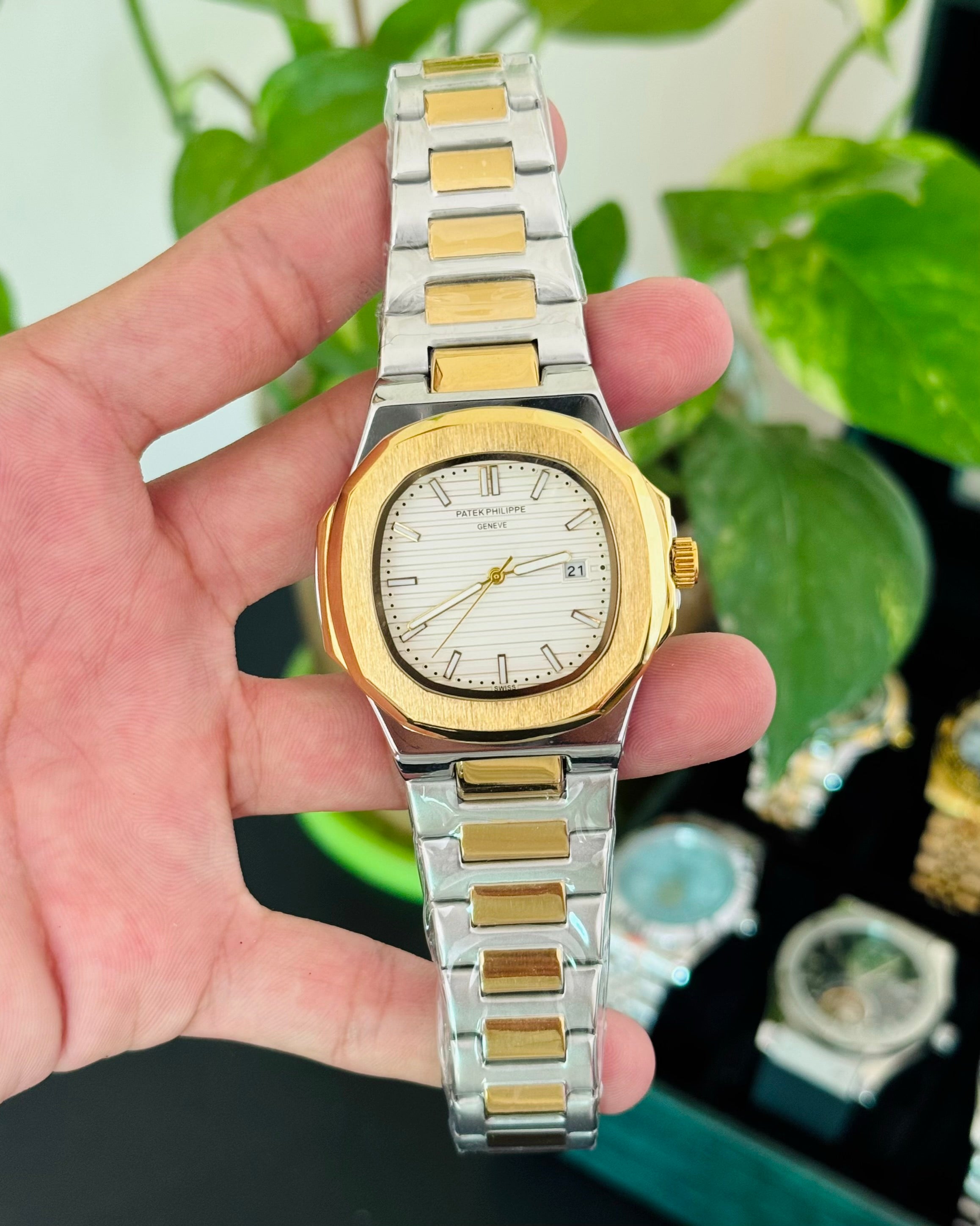 PP Date working white Chain Wrist Watch