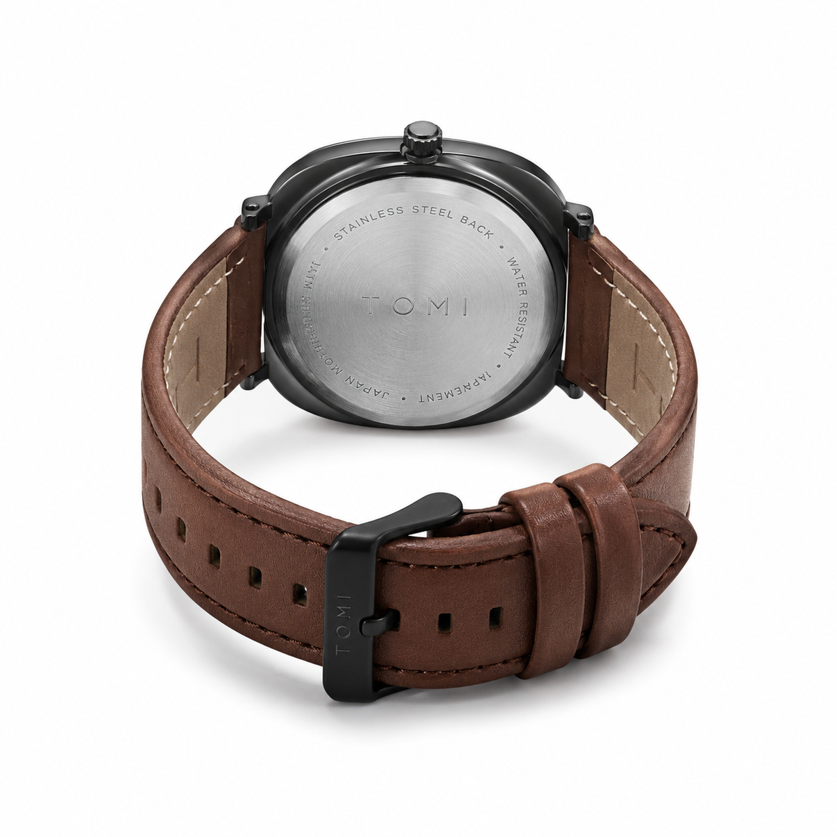 Tomi Brown Strap Black Dail Watch TM-03