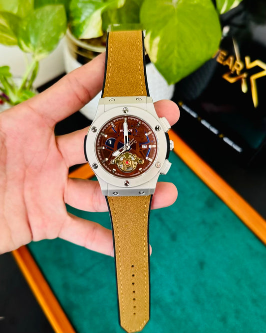 HB Sami Automatic | Tan Straps with Silver Dail
