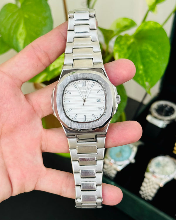 PP Stainless Steel White Dail Watch P-03