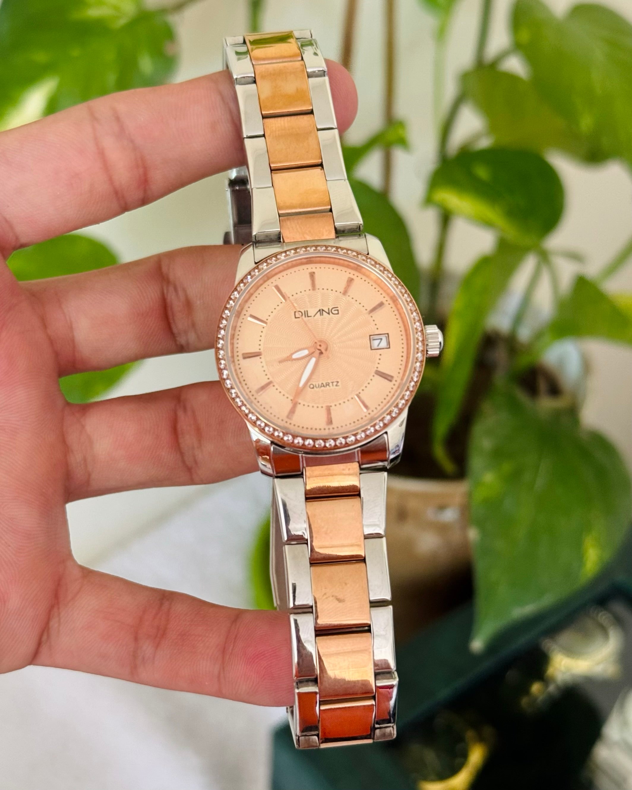 Two Tone Date Just Stainless Steel Watch