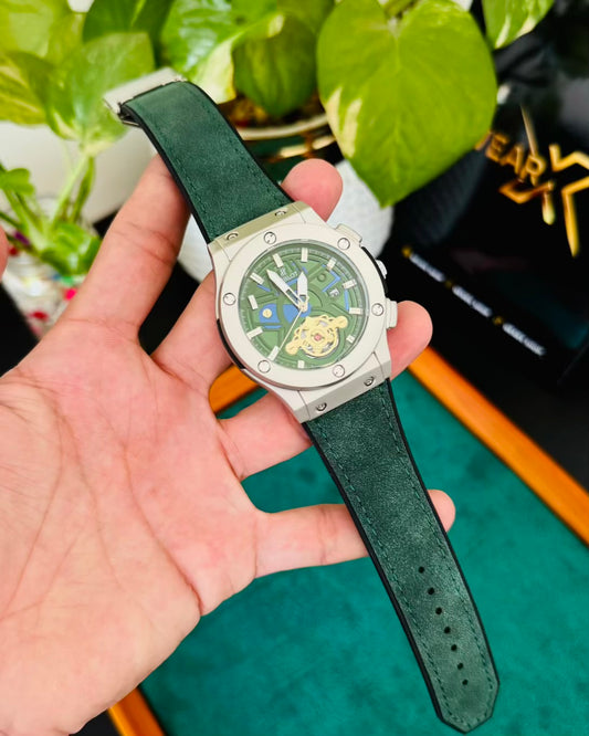 HB | Green Straps with Silver Dail