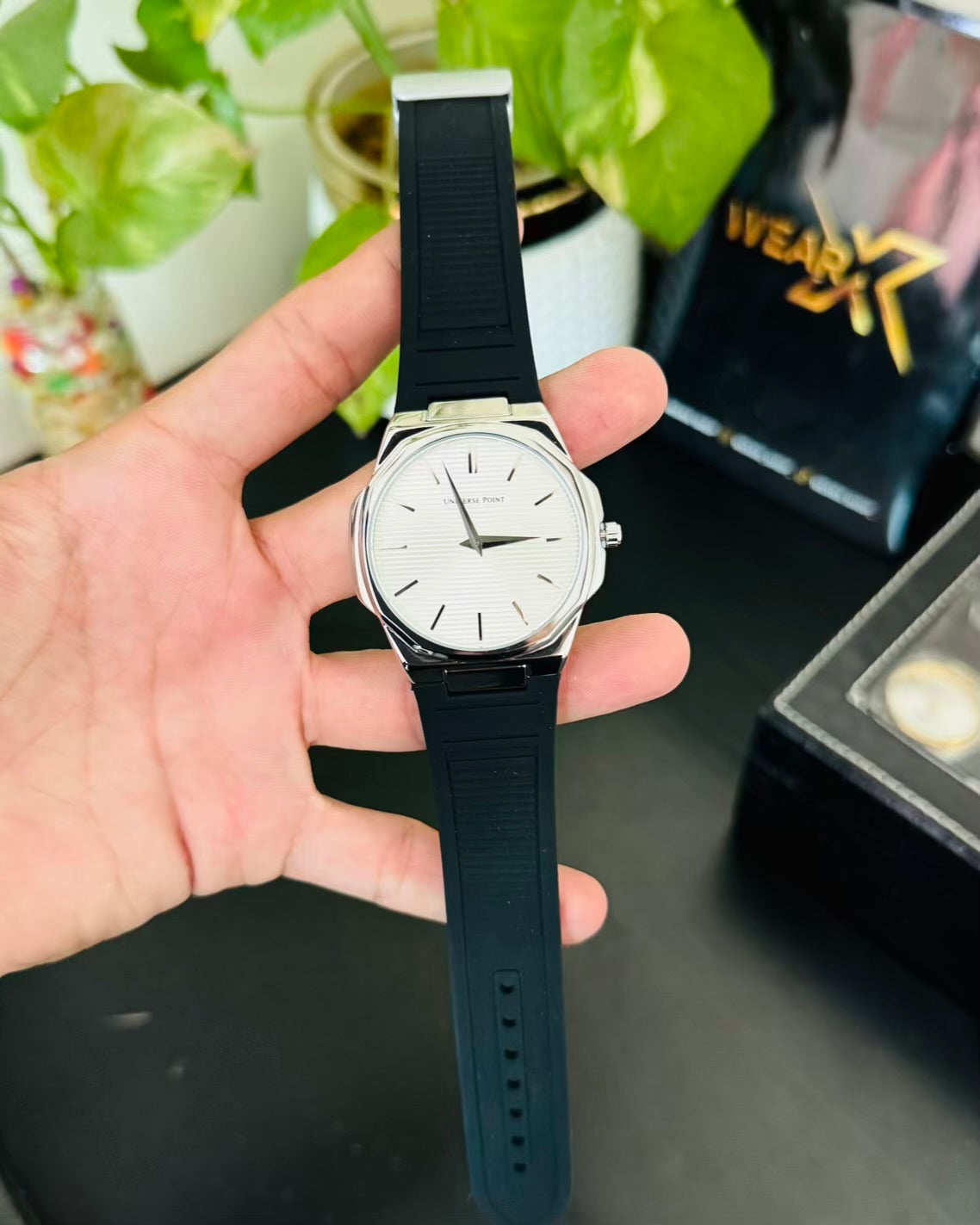 Slim and Rubber Soft Strap Waterproof Watch with magnetic Lock