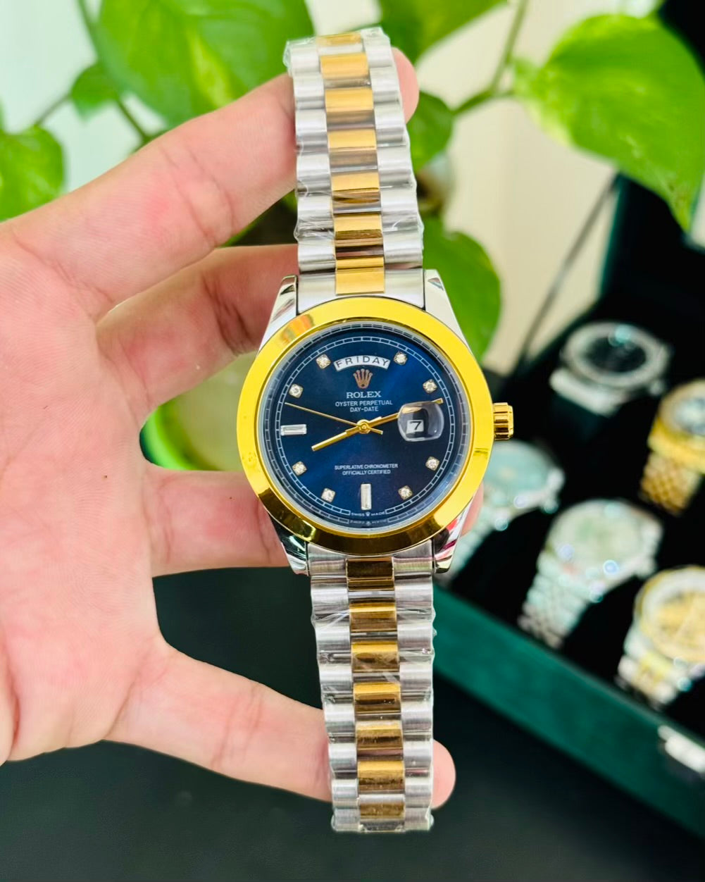 RLX Two Tone Straps Blue Dail Watch