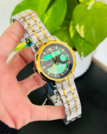 Two Tone Black Dail Waterproof Watch SW-15