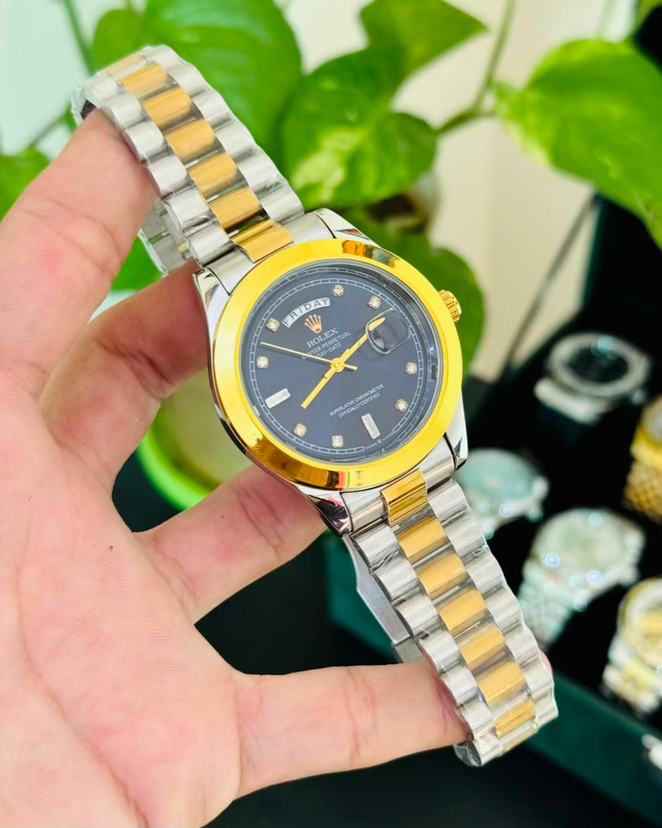 RLX Two Tone Straps Blue Dail Watch