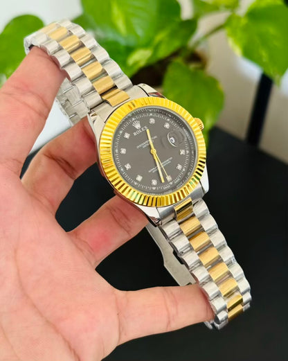 RLX Date Working Black Dail Watch with Taj Lock Rl-06