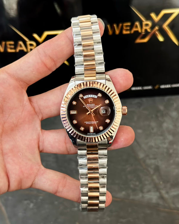 RLX Rose Gold Dail | Day & Date Working with Taj Lock Rl-17