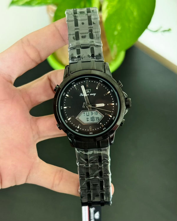 Full Black Digital And Analog Waterproof Watch SW-04
