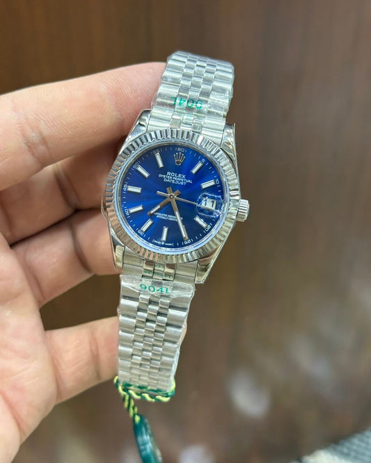 RLX DateJust Stainless Steel Silver Jubilee Bracelet Blue Dail Dail