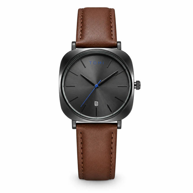 Tomi Brown Strap Black Dail Watch