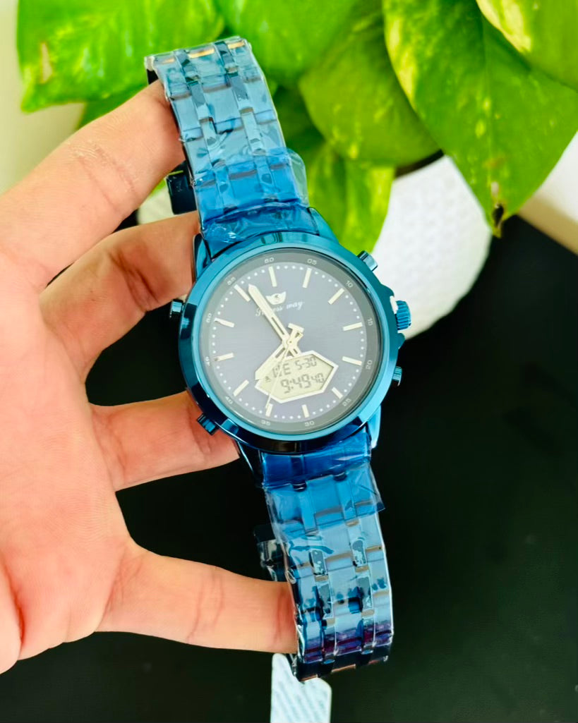 Blue Digital And Analog Waterproof Watch SW-08