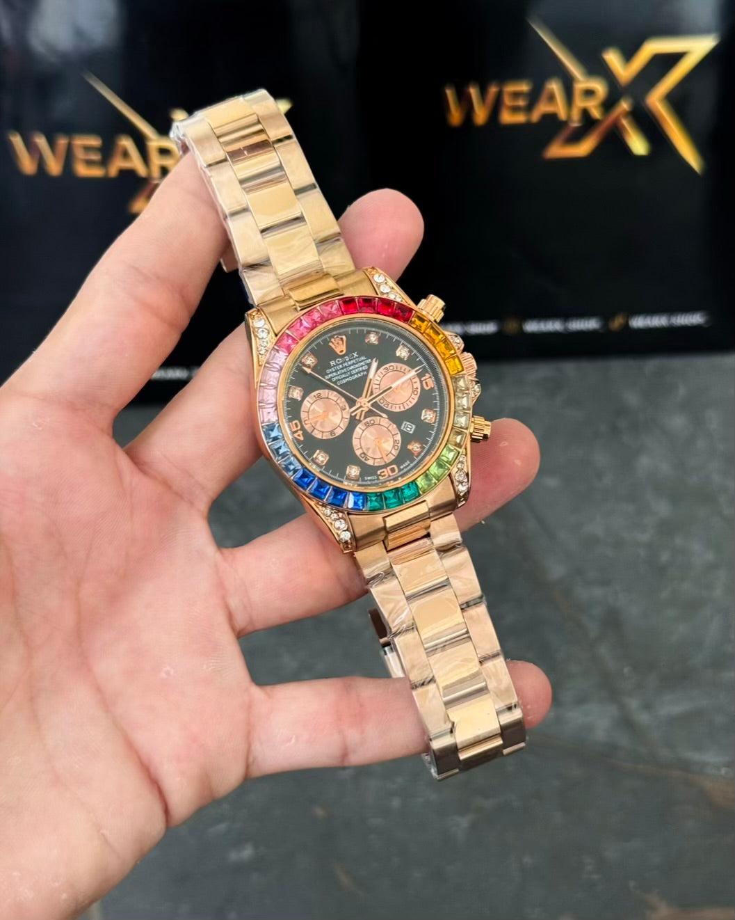 RLX Rose Gold Rainbow | Date Working Watch Rl-70