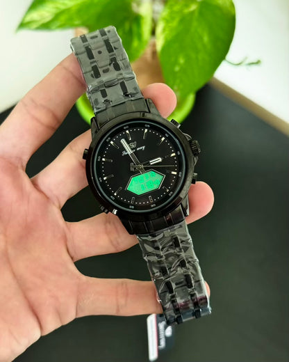 Full Black Digital And Analog Waterproof Watch SW-04