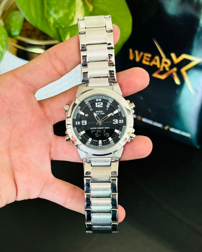 Digital & Analog Black Dail Waterproof Watch SK-01