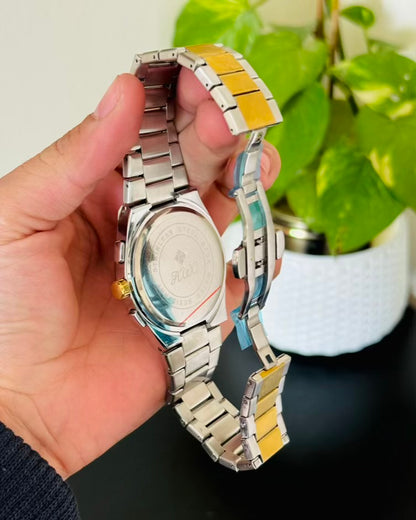 Two Tone White Dail Chronograph-Waterproof Watch TS-01