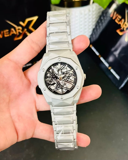HB Silver With Black Dail Datejust Watch HB-04
