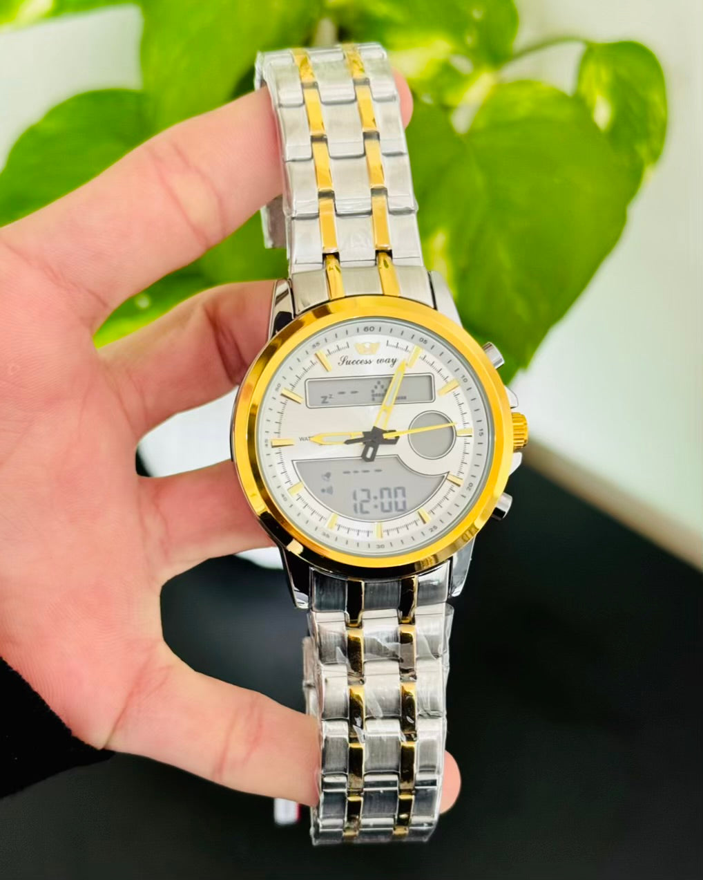 Two Tone White Dail Waterproof Watch SW-13