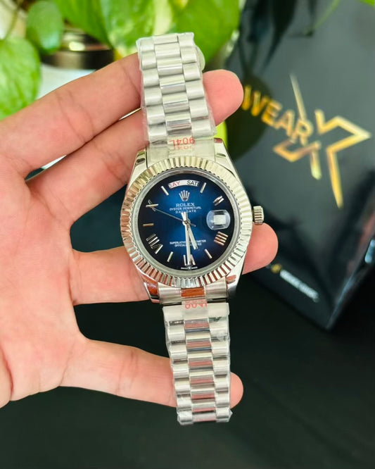 RLX Silver With Blue Dail | Automatic Date & Date