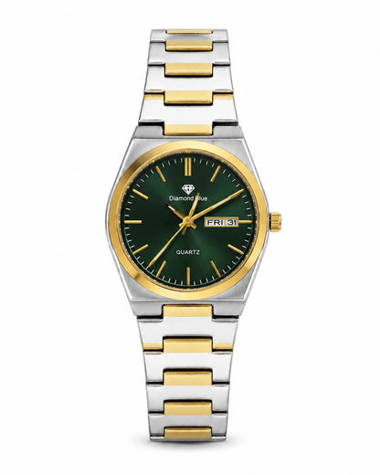 Diamond Two Tone with Green | Day & Date | Waterproof Watch