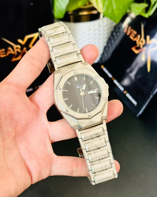 HB Silver With Black Dail Datejust Watch HB-02