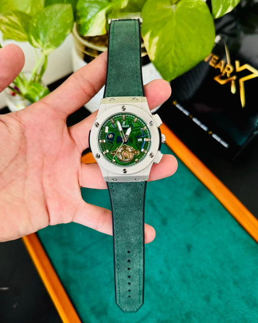 HB Sami Automatic | Green Straps with Silver Dail