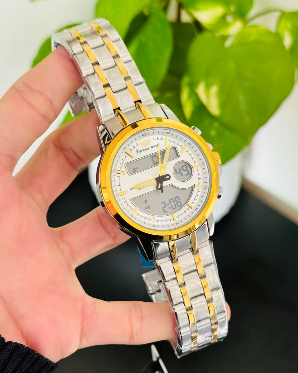 Two Tone White Dail Waterproof Watch SW-13