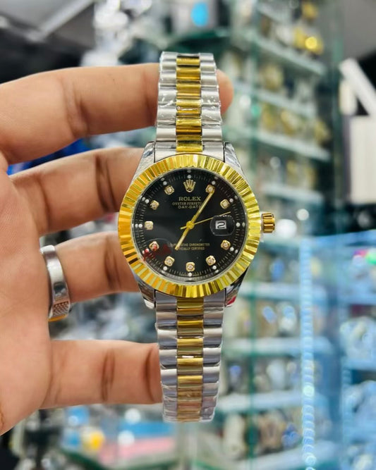 RLX Date Working Black Dail Watch with Taj Lock Rl-06